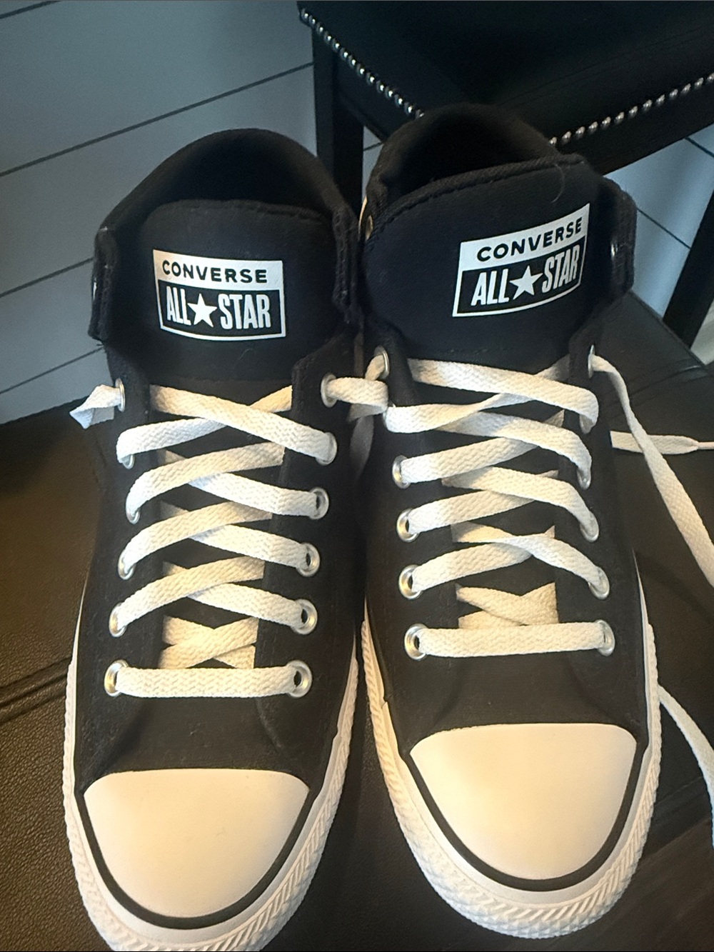 Converse Black High-Top Sneakers with White Accents- New without tags/box - Picture 1 of 4
